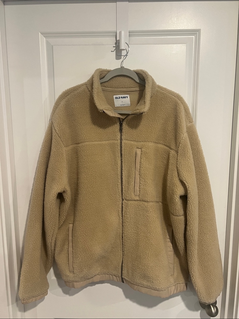 Old Navy Beige Sherpa Zip-Up Jacket